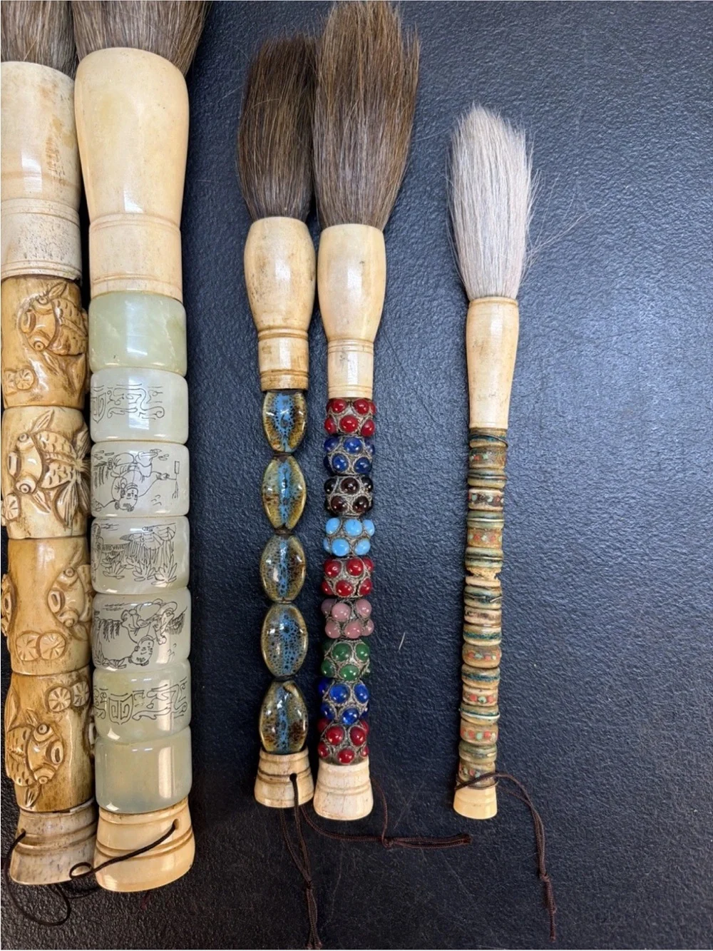 Antique GORGEOUS Asian Decorative Calligraphy Brushes - Picture 6 of 16